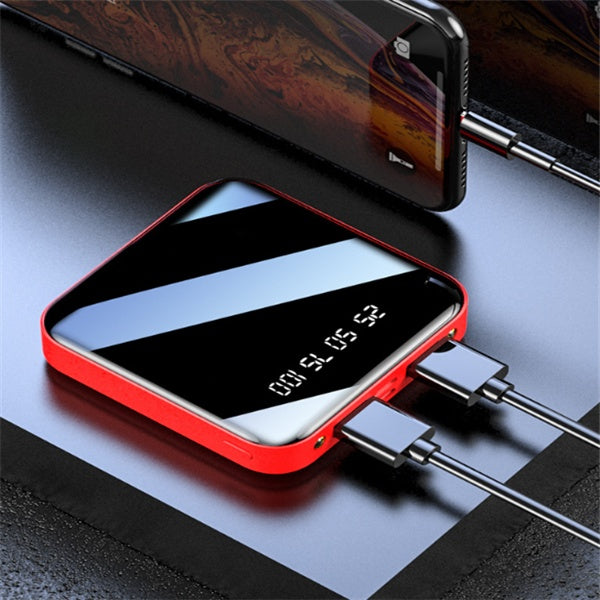 Mini Powerbank 20000mAh – Tragbares Spiegel-Digitaldisplay, Multi-USB-Ausgang
