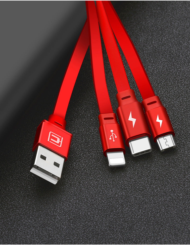 Teleskopisches 3-in-1 Ladekabel – 1m, Multi-Anschluss, universelle Telefonkompatibilität