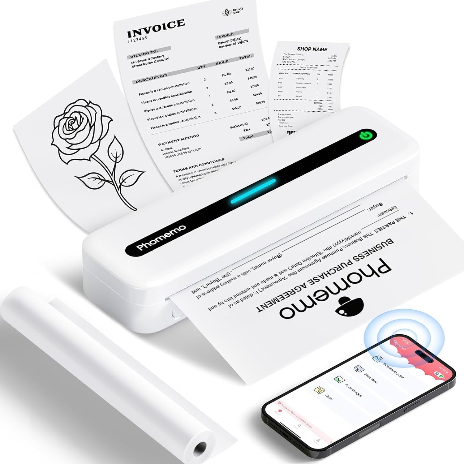 M835 Tragbarer A4 Thermodrucker – Bluetooth, USB-C, Tintenlos