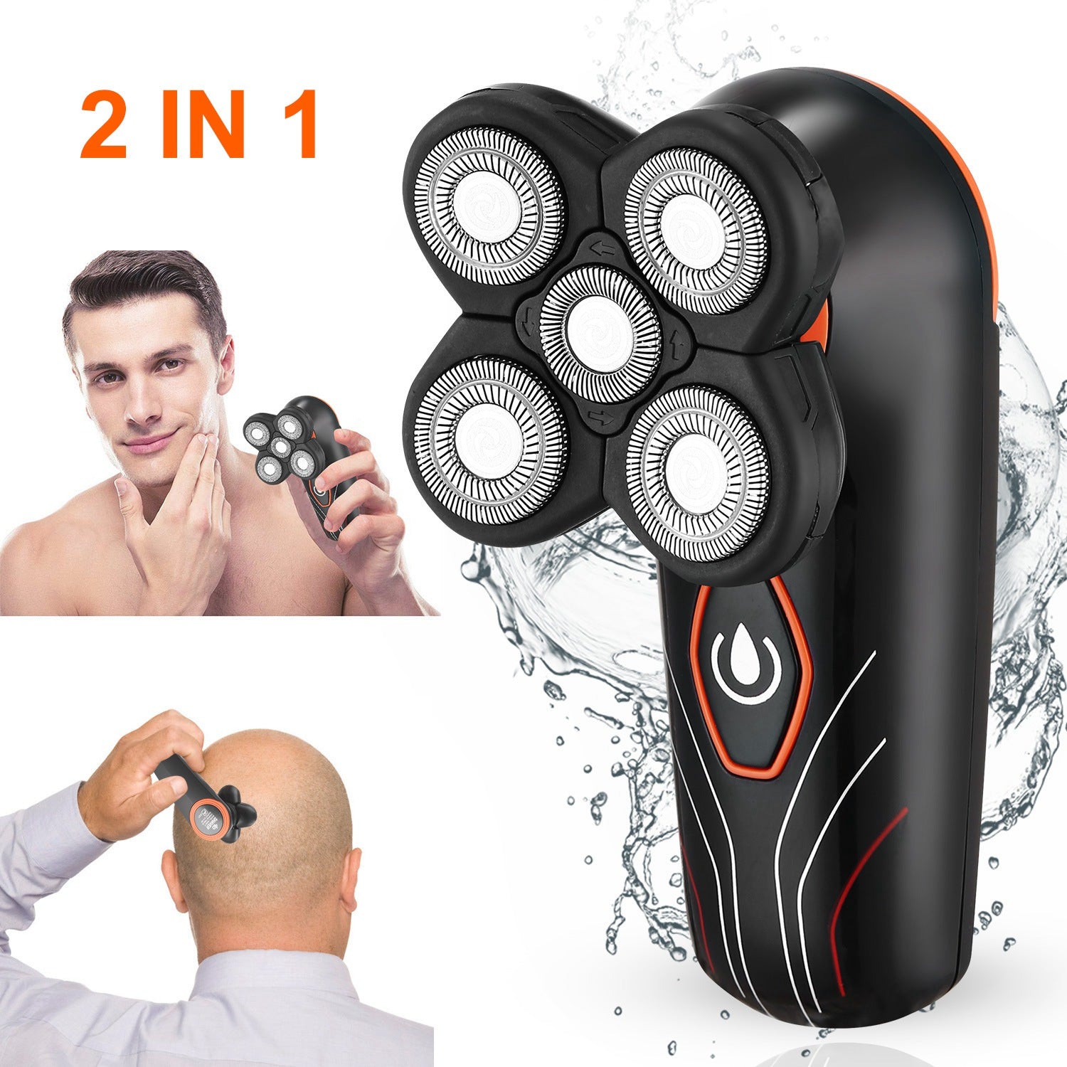 Rasoir électrique 4D étanche IPX7, rasoir rotatif avec 5 têtes flottantes, rechargeable, tondeuse à barbe, rasoir pour homme, utilisation humide et sèche