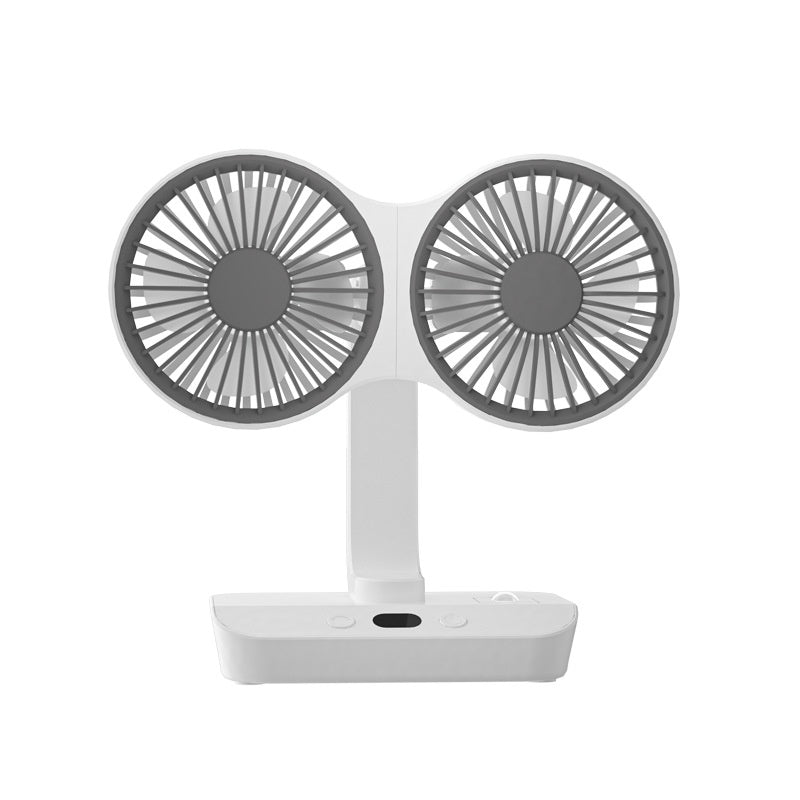 Dual-Head-USB-Ventilator — Bürstenloser Motor mit 4 Geschwindigkeiten, Auto-Oszillation, Fülllicht, extrem leise