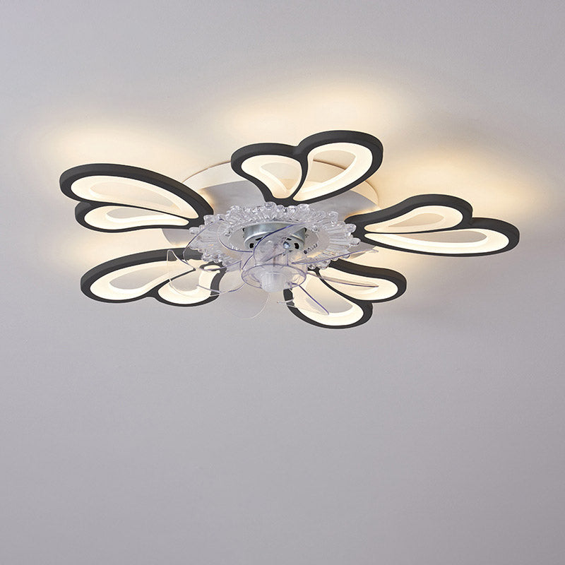 Ventilateur de plafond moderne et silencieux avec lumière — 50W, contrôle par application et télécommande, gradation continue, plusieurs styles de pales