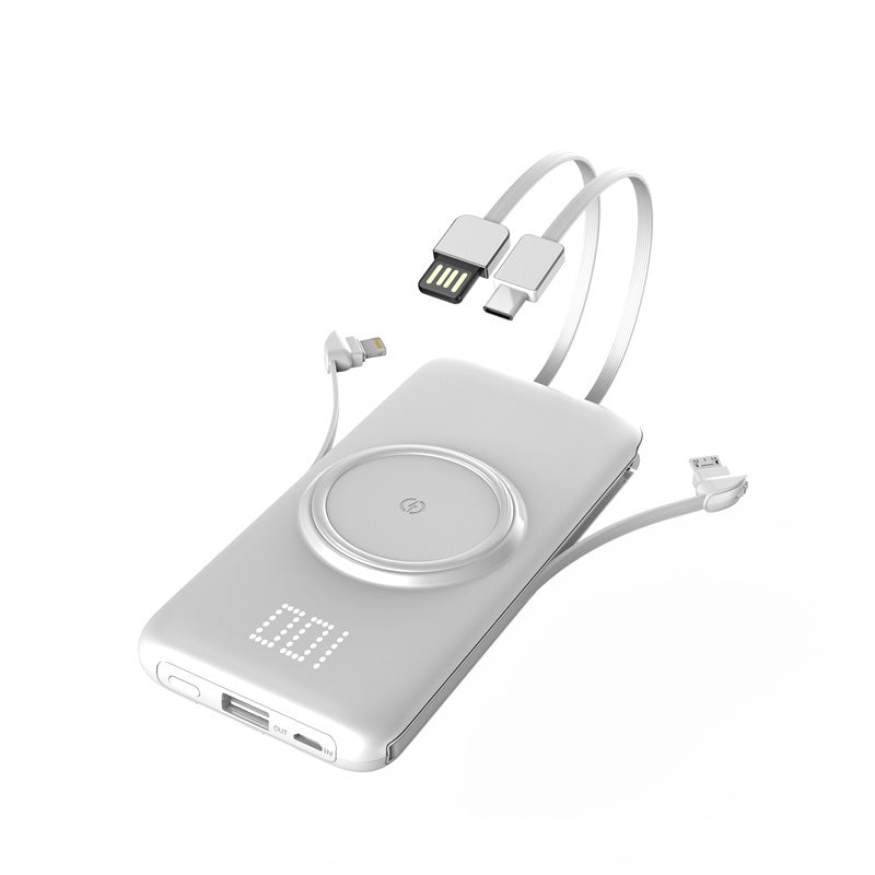 Kabellose Powerbank mit hoher Kapazität und Kabel
