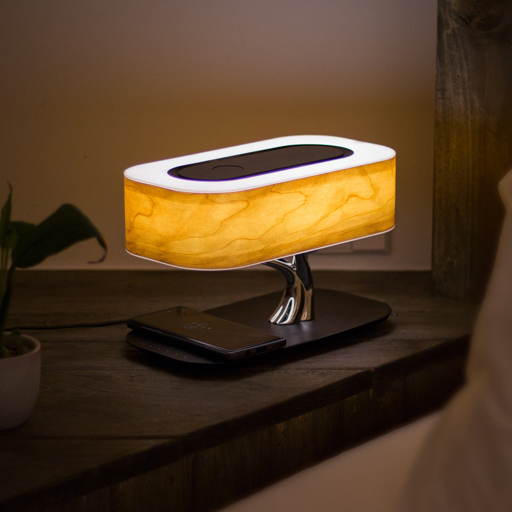 Kreative Baumlampe mit Bluetooth-Lautsprecher, Nachttischlampe, dimmbar, kabelloses Laden für Telefone, Schreibtischlampe