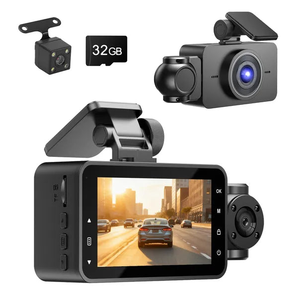 WiFi 3-Channel Dash Cam — 1080P, Night Vision