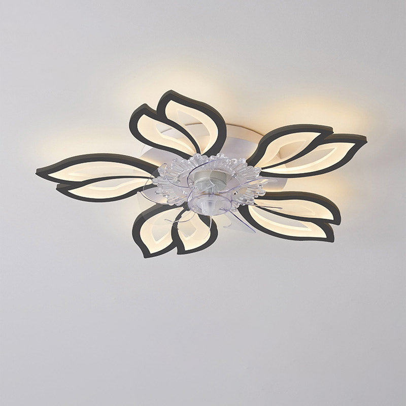 Ventilateur de plafond moderne et silencieux avec lumière — 50W, contrôle par application et télécommande, gradation continue, plusieurs styles de pales