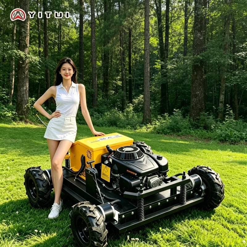 Wireless Remote Control Crawler Lawn Mower For Sloped Garden Farm Grass Cutting High Power Low Vibration Customizec