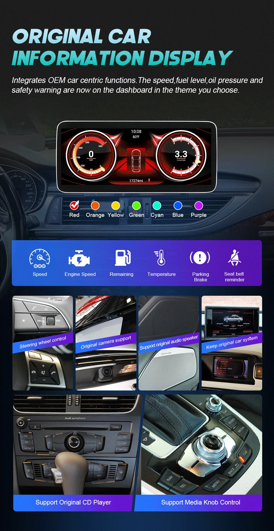 Audi A4 B8/A5 — Android 14, Wireless CarPlay