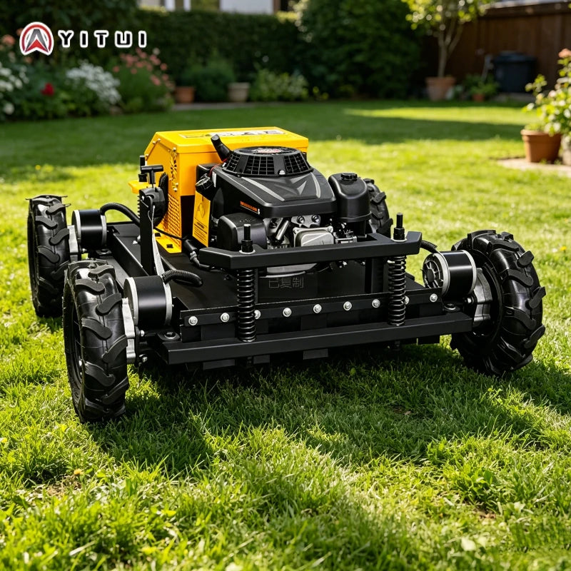 Wireless Remote Control Crawler Lawn Mower For Sloped Garden Farm Grass Cutting High Power Low Vibration Customizec