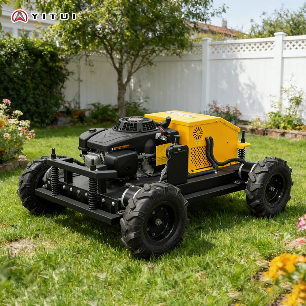 Wireless Remote Control Crawler Lawn Mower For Sloped Garden Farm Grass Cutting High Power Low Vibration Customizec
