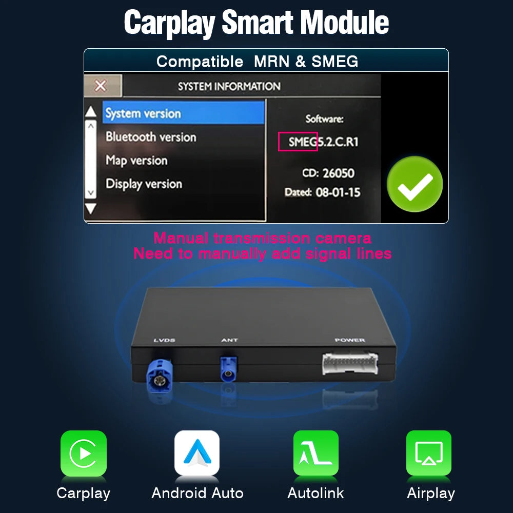 AUTOTOP SMEG Module — Wireless CarPlay, Android Auto