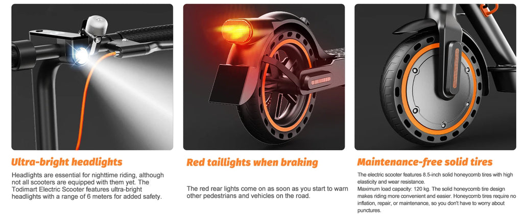 T3 Electric Scooter Adult 350W Motor 36V 7.8Ah Battery 20-25km Range 8.5inch Solid Tire APP Control Portable Foldable E Scooter