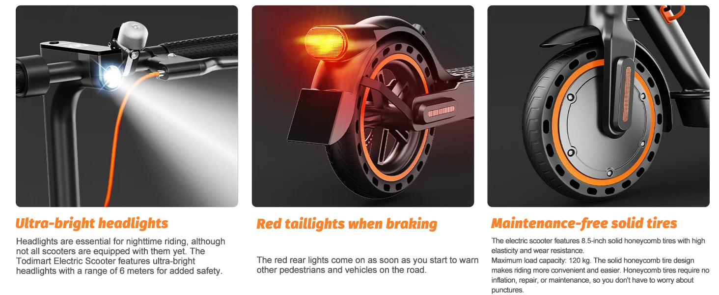 T3 Electric Scooter Adult 350W Motor 36V 7.8Ah Battery 20-25km Range 8.5inch Solid Tire APP Control Portable Foldable E Scooter