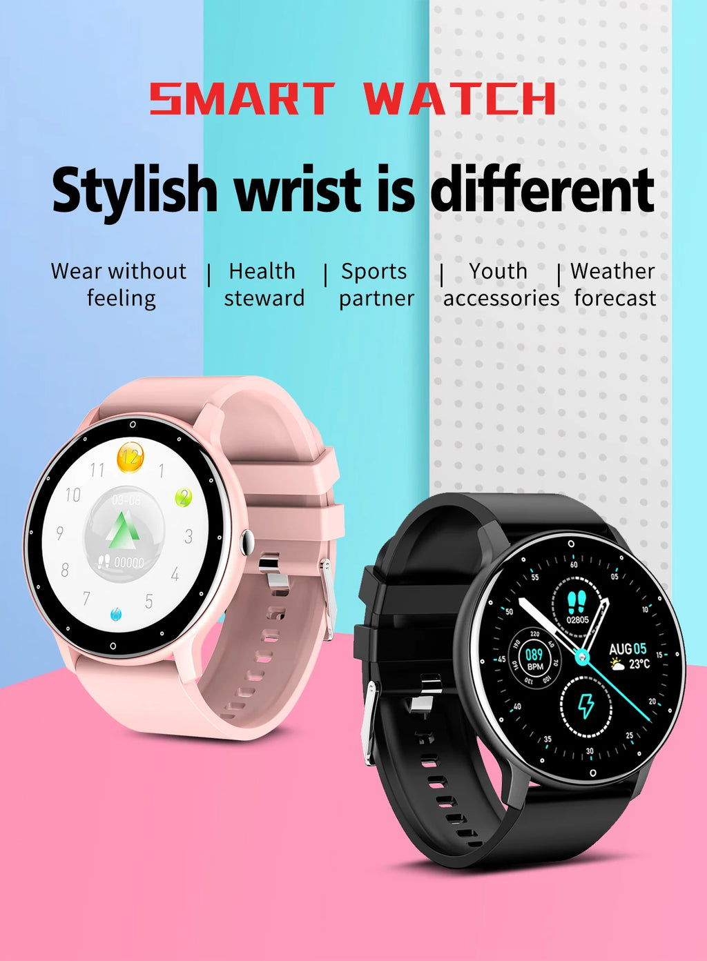 LIGE Smartwatch — IP67, Bluetooth Calling