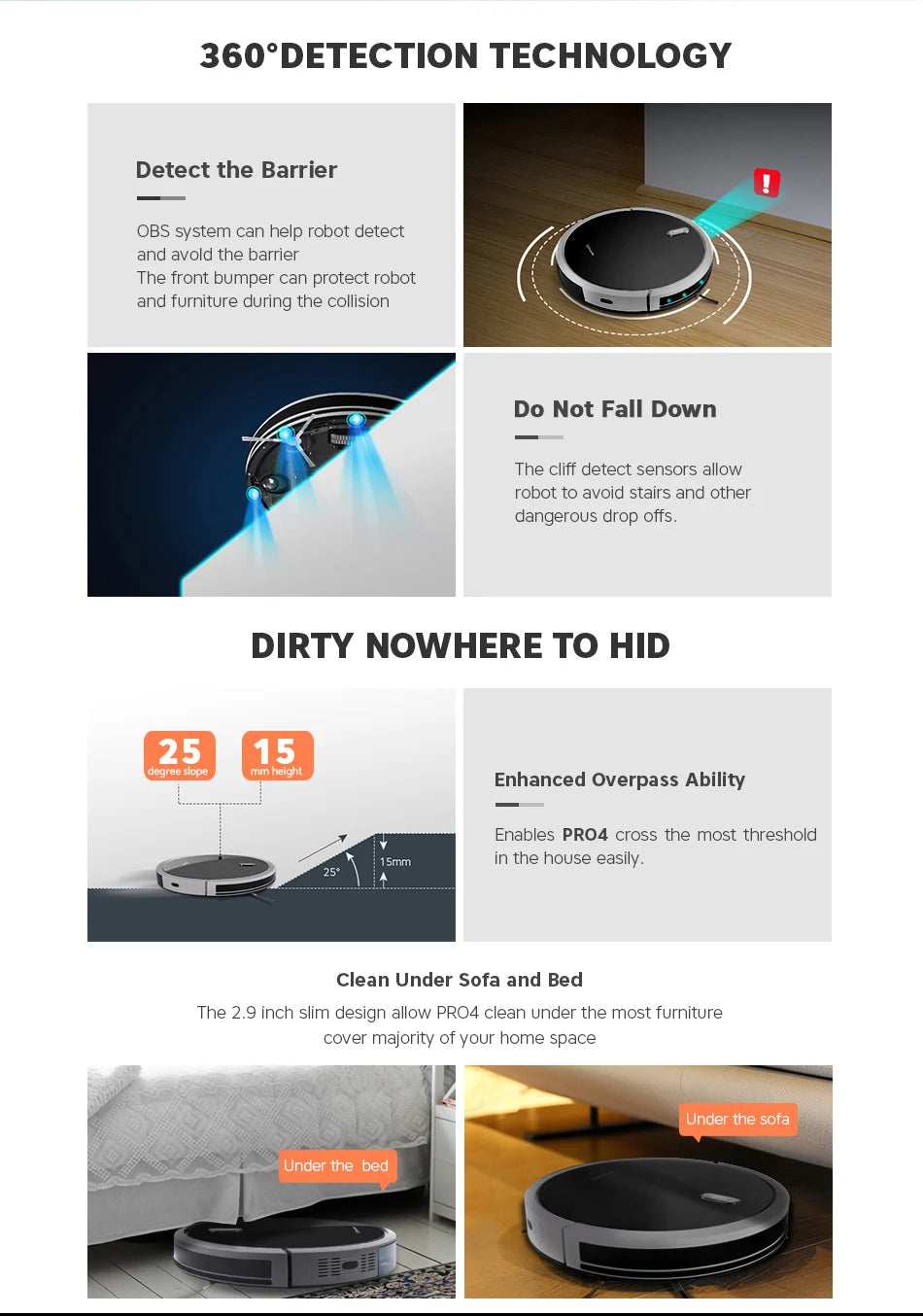 Robot Vacuum Cleaner — Large Tank, Pet Hair