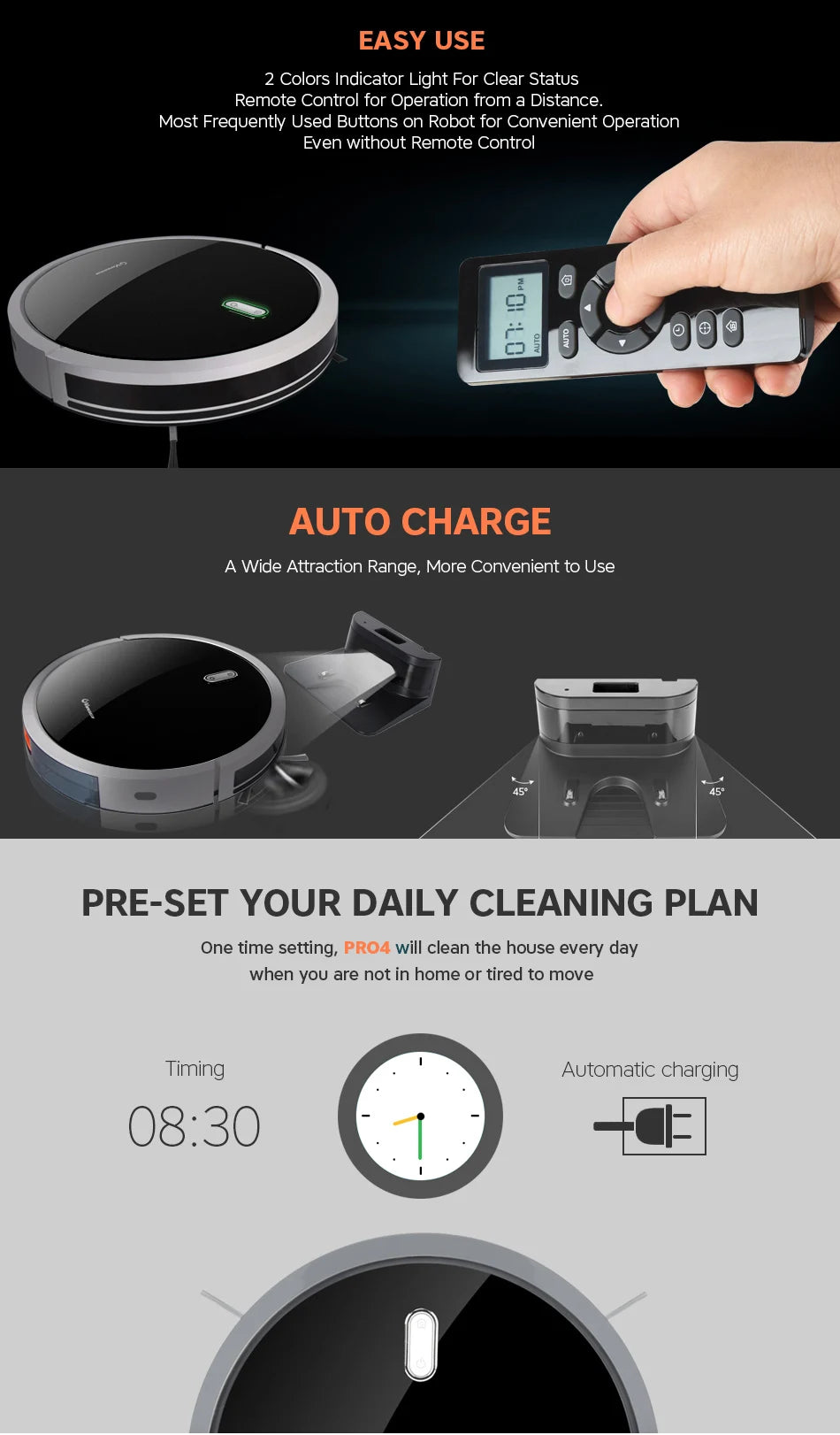 Robot Vacuum Cleaner — Large Tank, Pet Hair
