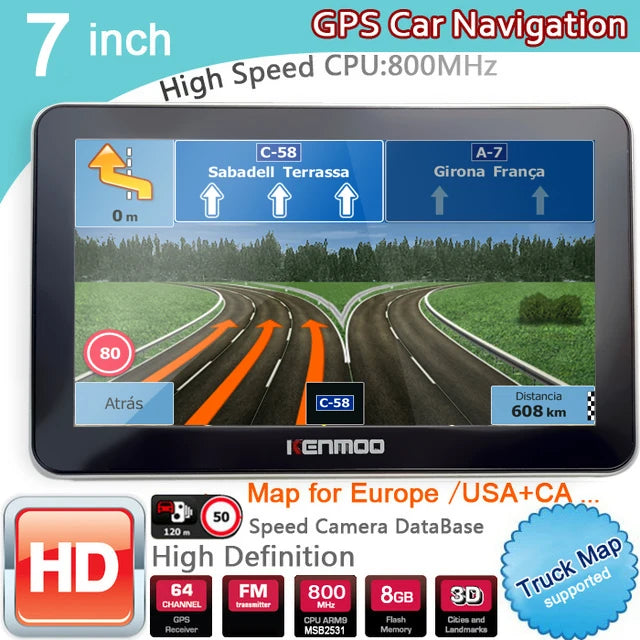GPS Navigator 7" — 2026 Maps, Truck, Caravan