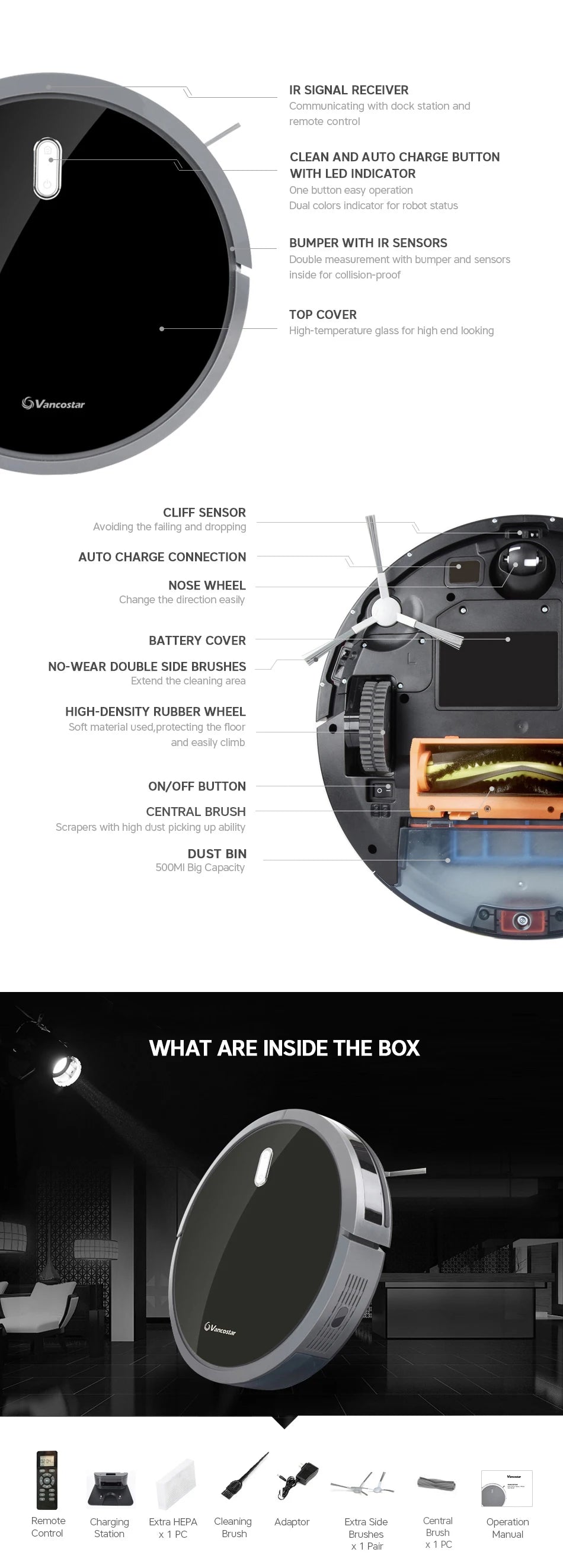 Robot Vacuum Cleaner — Large Tank, Pet Hair