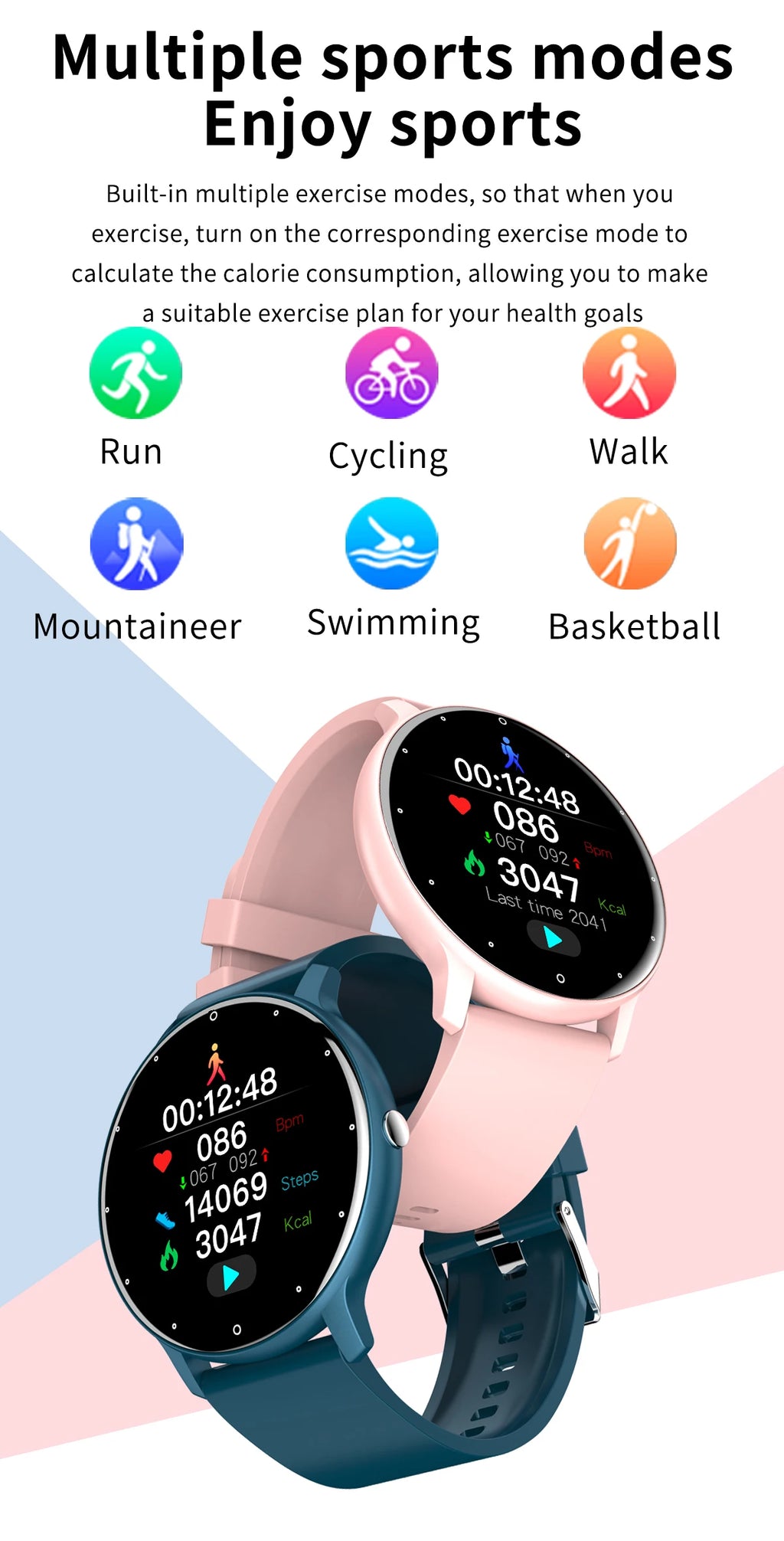 LIGE Montre intelligente Hommes Femmes Écran tactile complet Sport Fitness Montre Homme IP67 Étanche Bluetooth Pour Android IOS Smartwatch Hommes