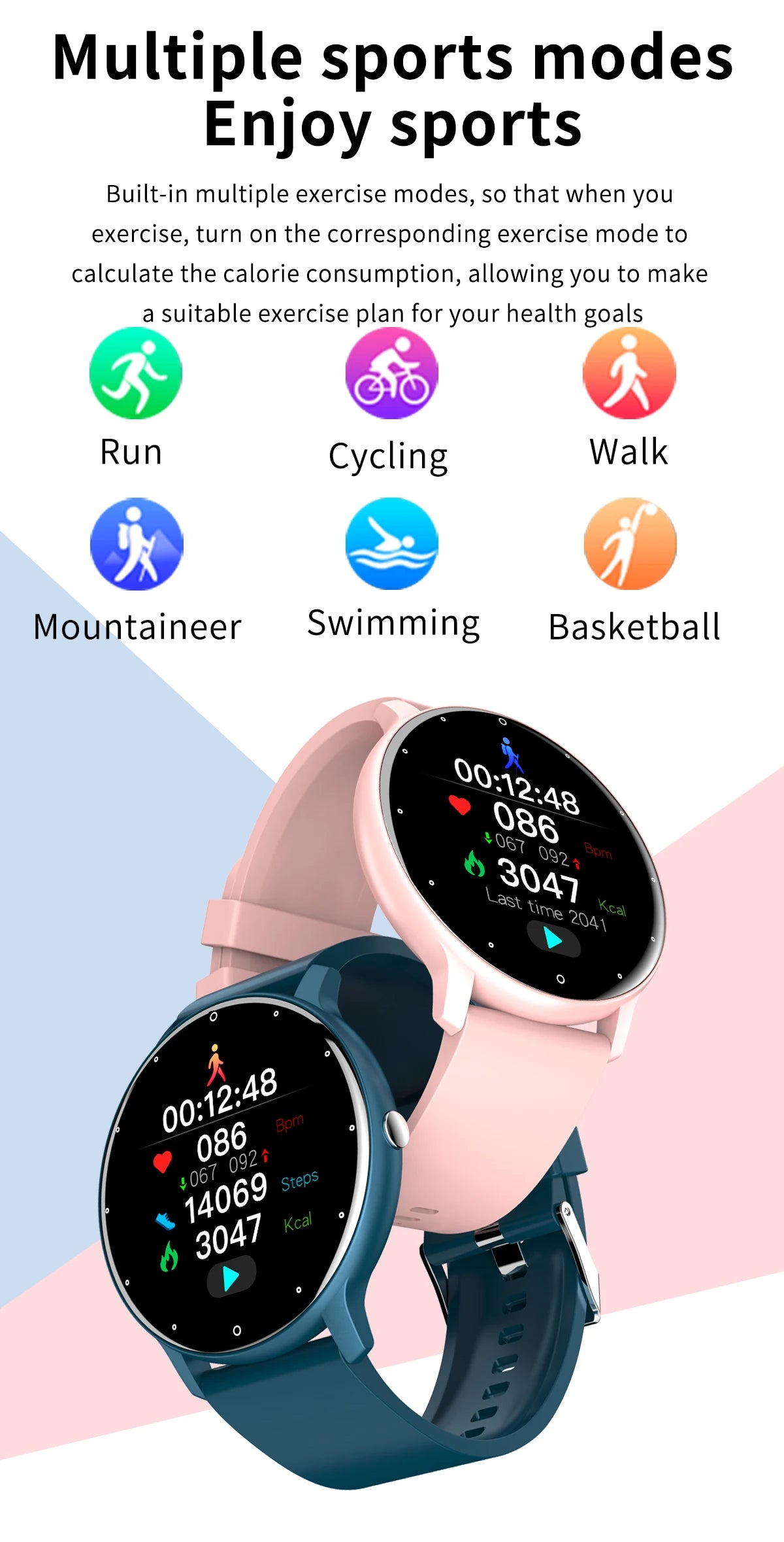 LIGE Montre intelligente Hommes Femmes Écran tactile complet Sport Fitness Montre Homme IP67 Étanche Bluetooth Pour Android IOS Smartwatch Hommes