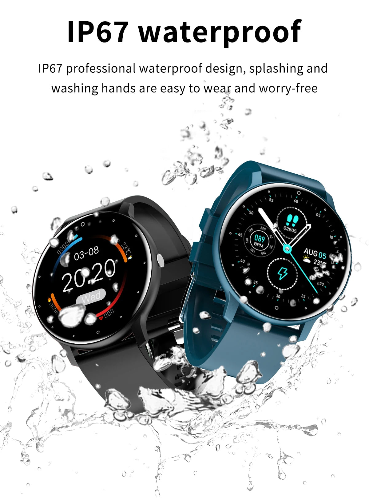 LIGE Smartwatch — IP67, Bluetooth Calling