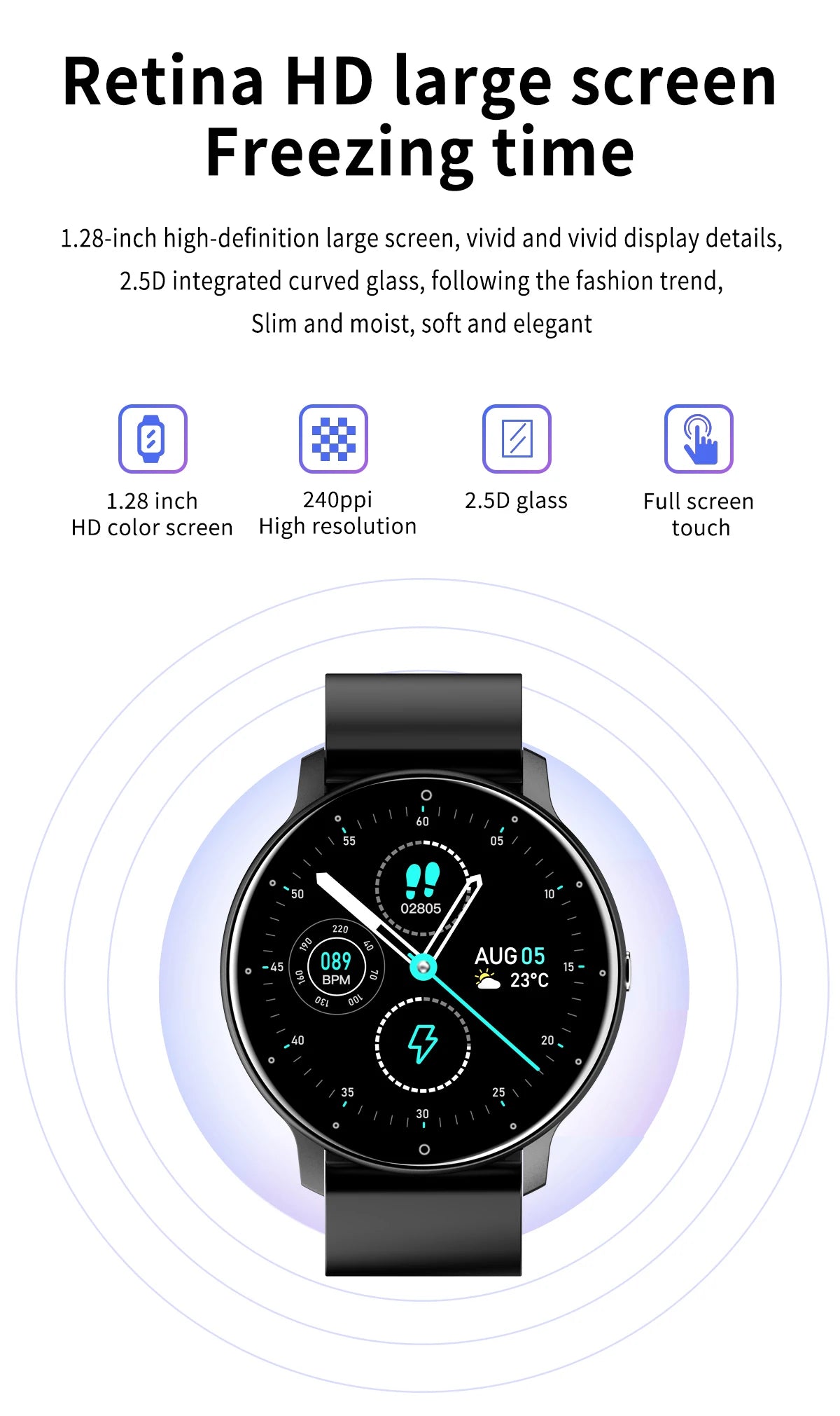 LIGE Smartwatch — IP67, Bluetooth Calling