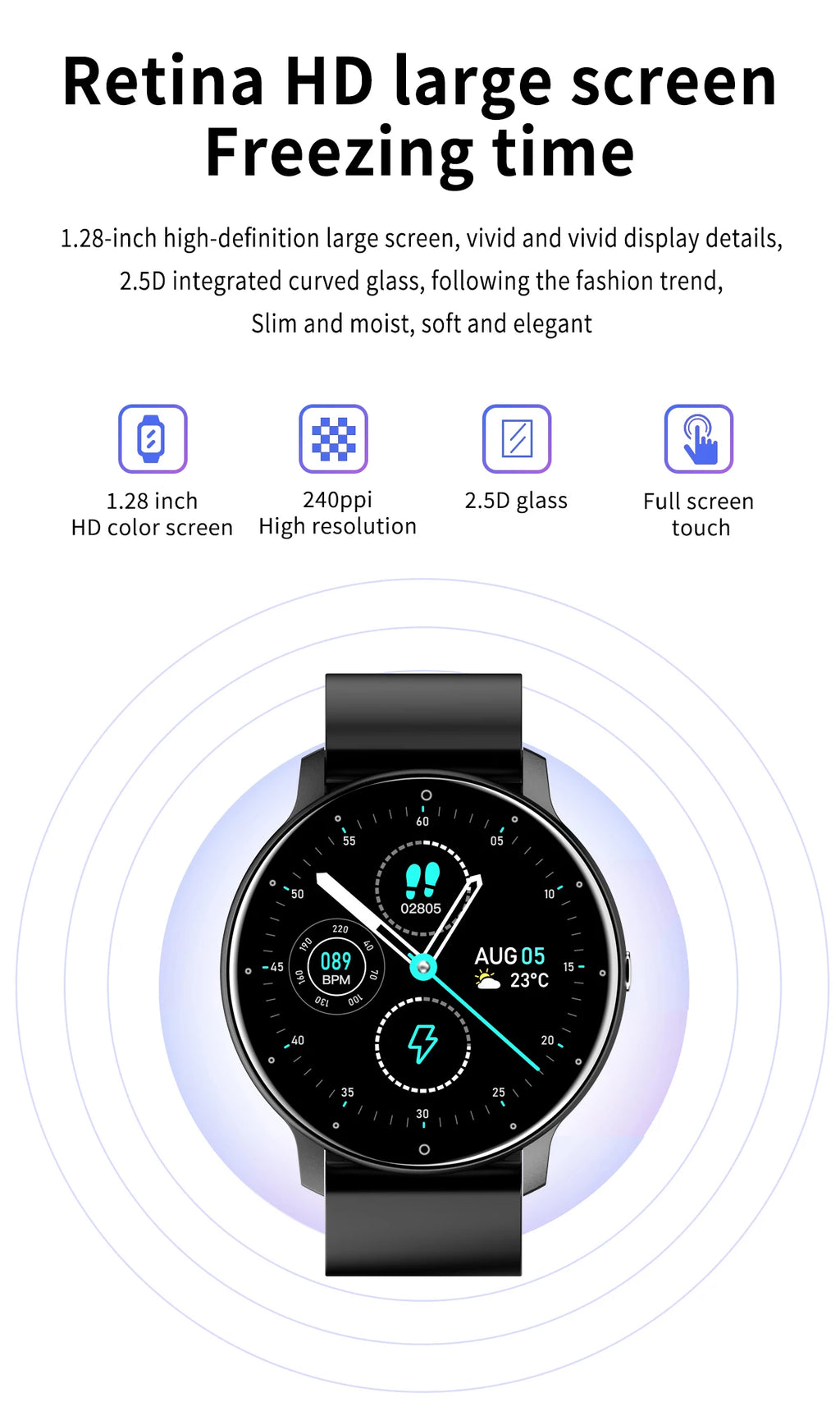 LIGE Montre intelligente Hommes Femmes Écran tactile complet Sport Fitness Montre Homme IP67 Étanche Bluetooth Pour Android IOS Smartwatch Hommes