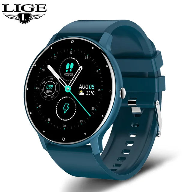 Montre connectée LIGE — Écran tactile complet, étanche IP67, Bluetooth, Android et iOS