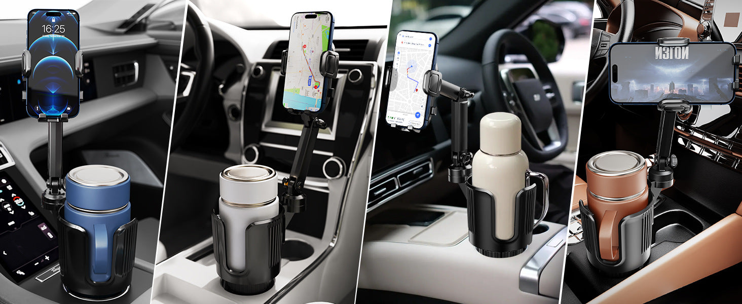 2-in-1 Car Cup Holder & Phone Mount | Centre Console Organiser