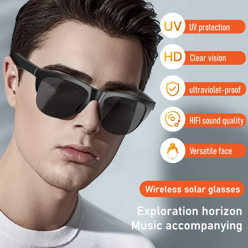 Lunettes de soleil Bluetooth intelligentes — V5.3, audio HIFI, appels, protection UV, hommes et femmes