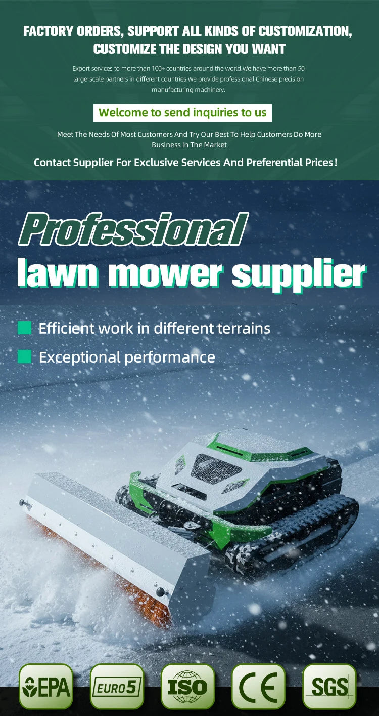 Cordless Tracked Lawn Mower with Obstacle Detection And GPS Remote Control for Rough Terrain Commercial Farm Use