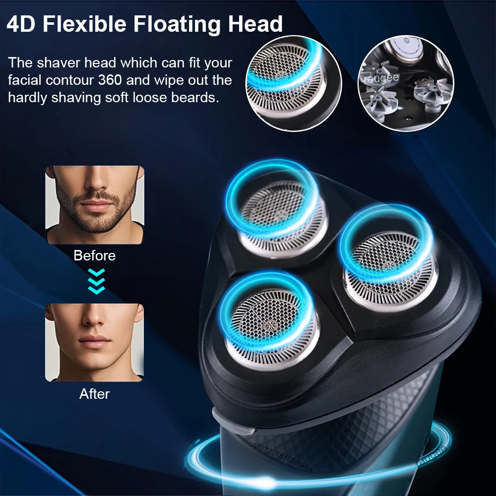 Electrical Rotary Shaver for Men Rechargeable Washable Beard Shaver 3-in-1 Electric Shaver Hair Clipper Nose Hair Trimmer