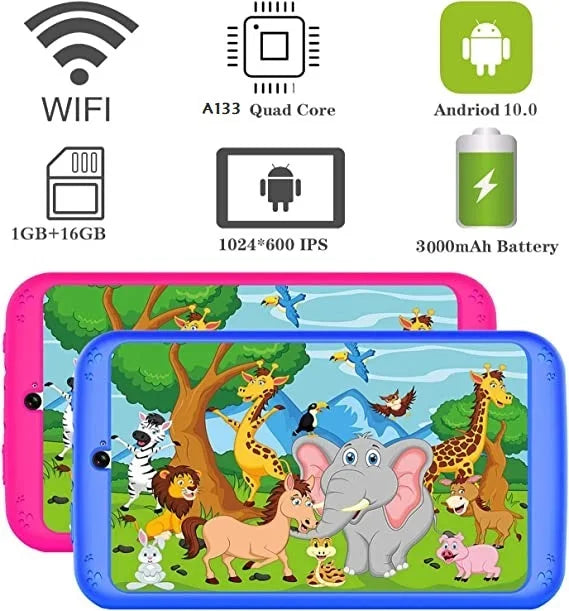 7" Kids Tablet — Dual Camera, Free Case