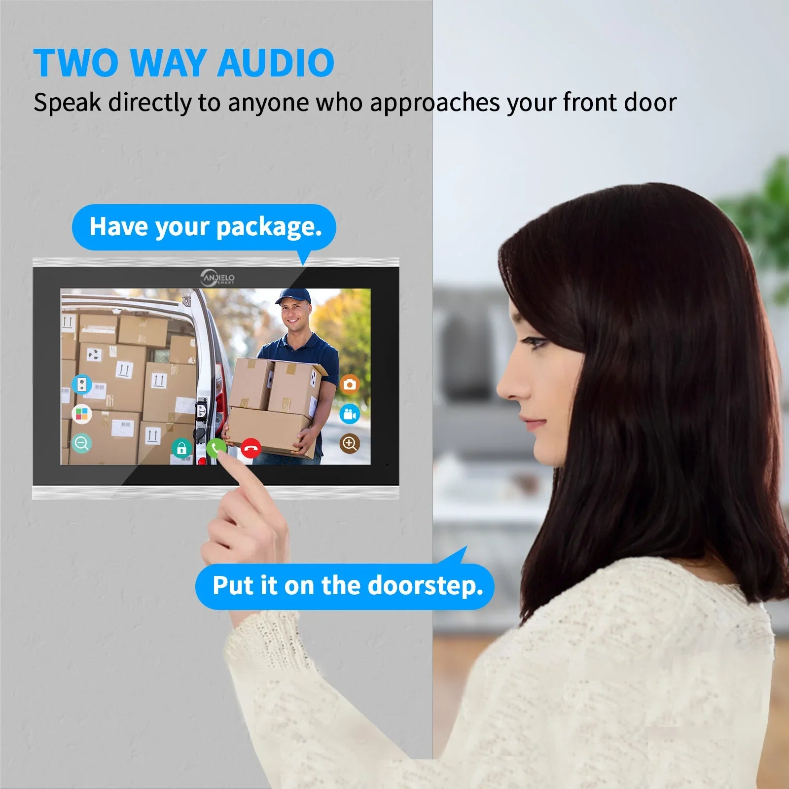 Système de sécurité interphone vidéo avec déverrouillage par empreinte digitale Anjielo tuya 1080P moniteur tactile 7/10 pouces pour villa et maison