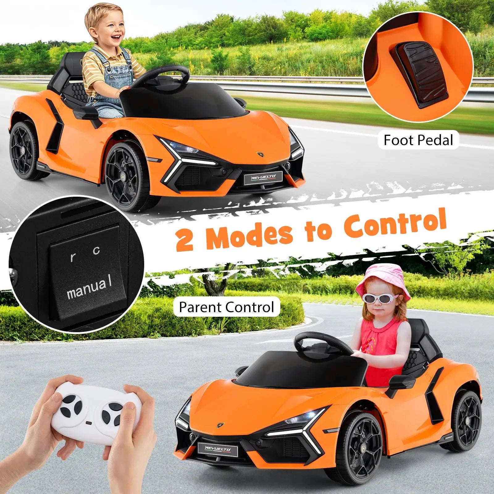 DORTALA 12V Kids Ride on Car Licensed Lamborghini Revuelto Electric Vehicle Kids Gift Christmas Gift