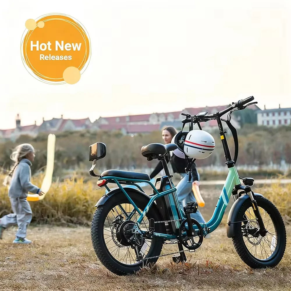 Foldable Parent E-Bike — 1000W, Removable Battery