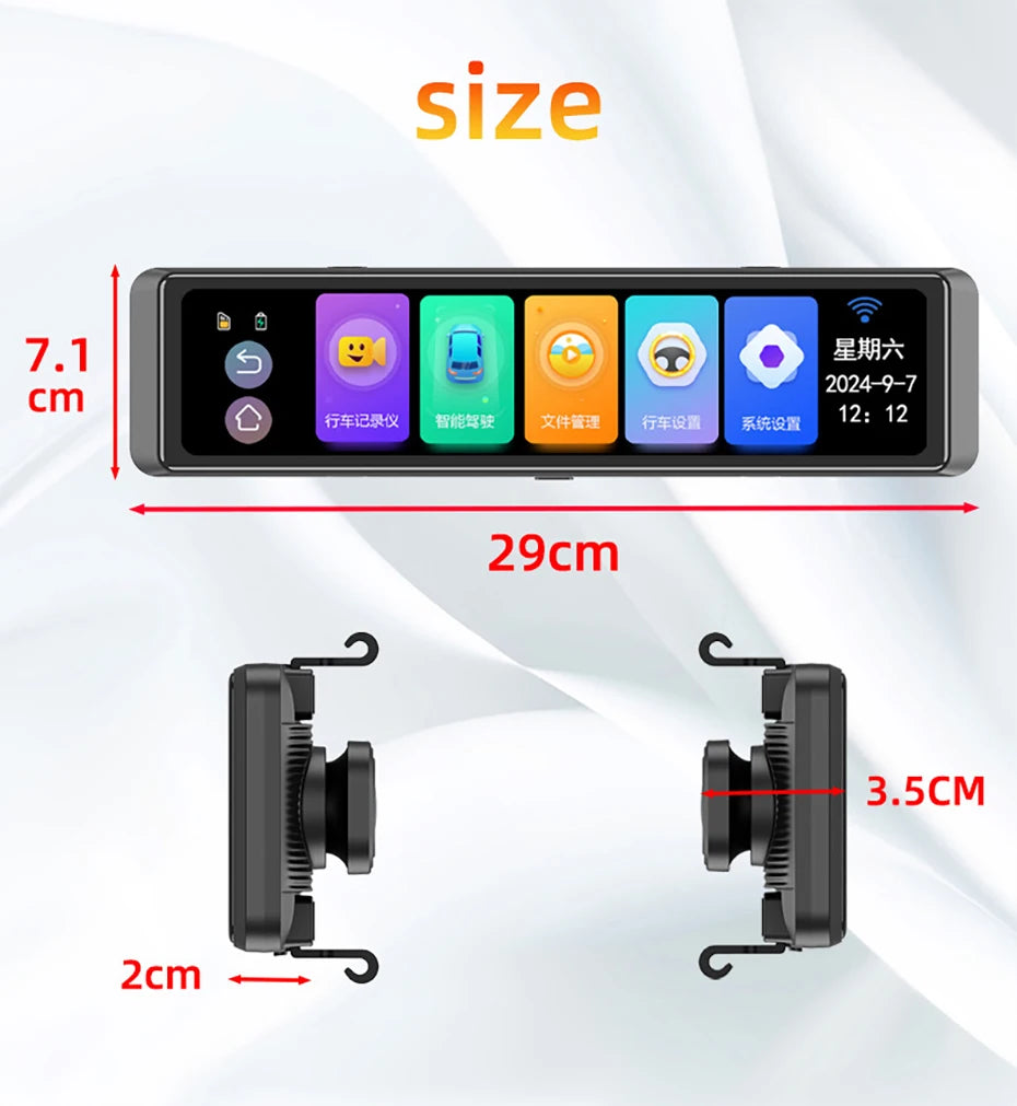 11.26" 4K Dash Cam — BSD, ADAS, Night Vision