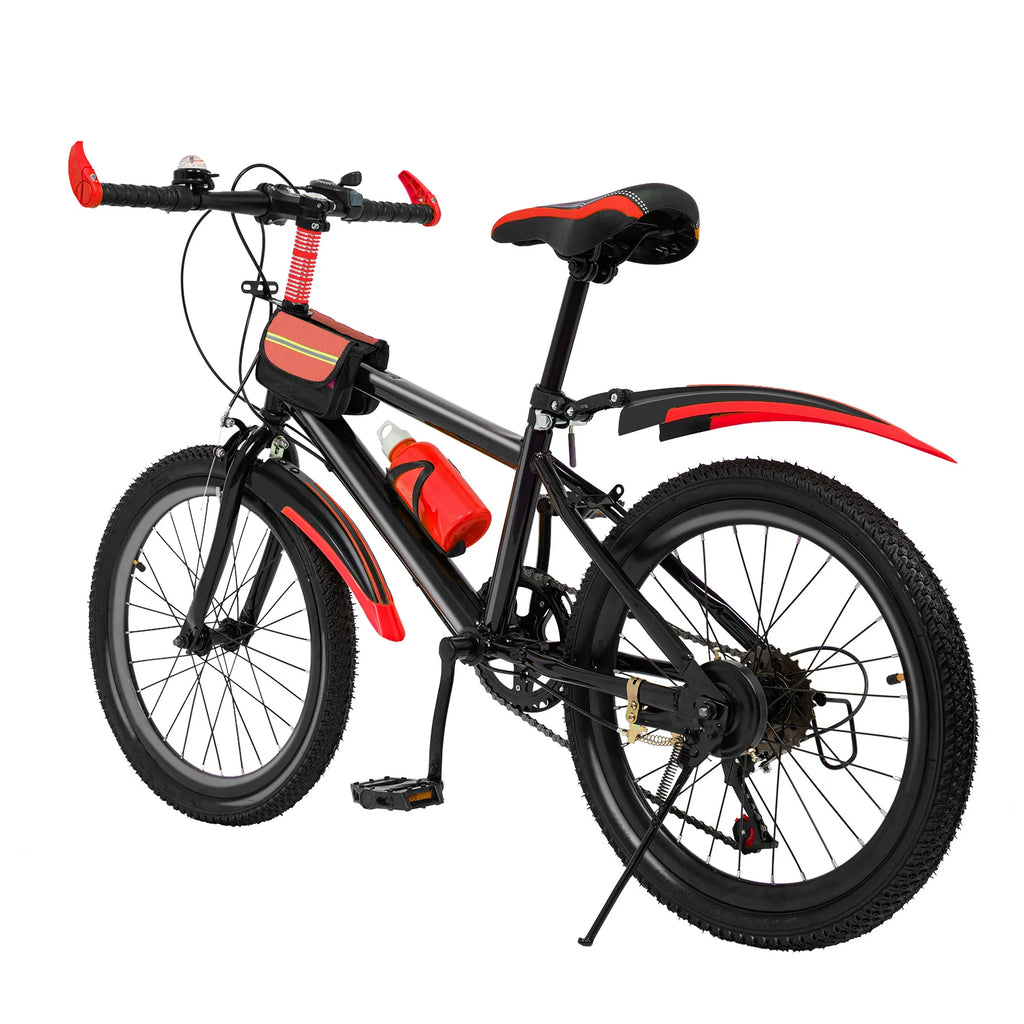 20 Inch Kids Bike Children Bicycle for Boys Girls Ages 8-12 Years Old, MTB Mountain Bike 7 Speed City Bike, GREEB/RED