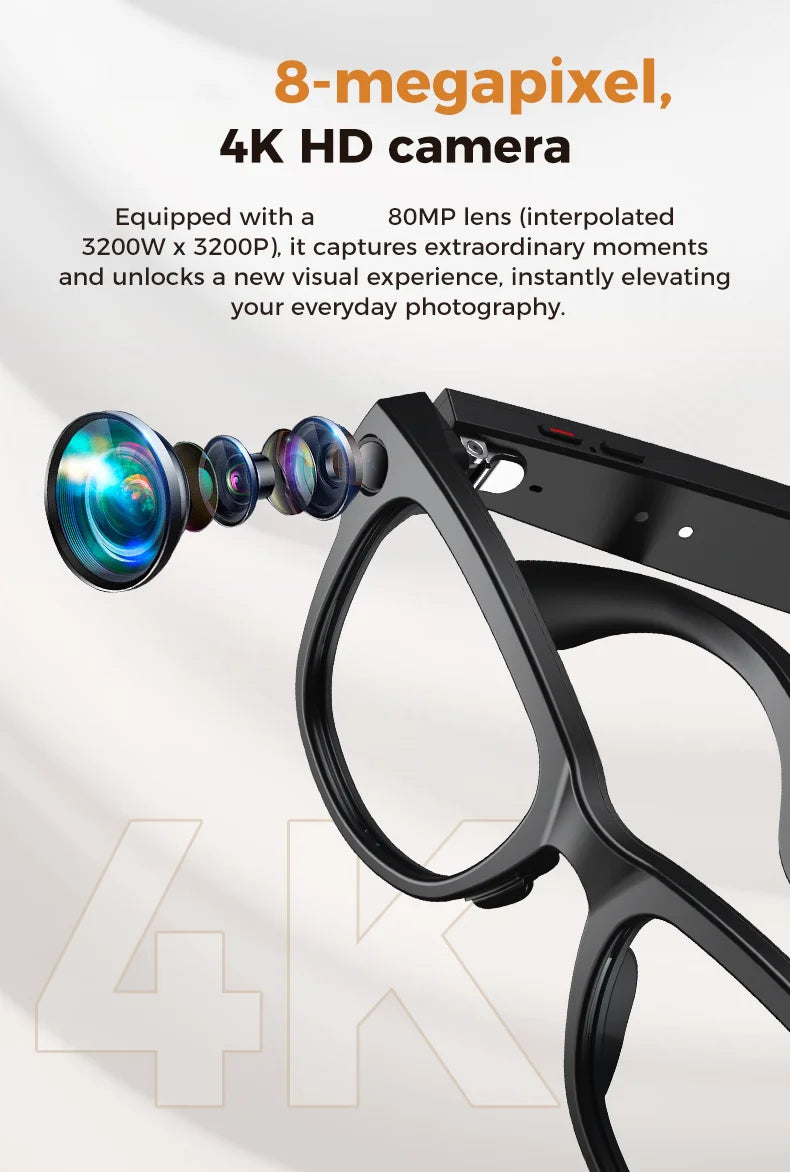 2026 AI Glasses — 4K Camera, ChatGPT, 32GB