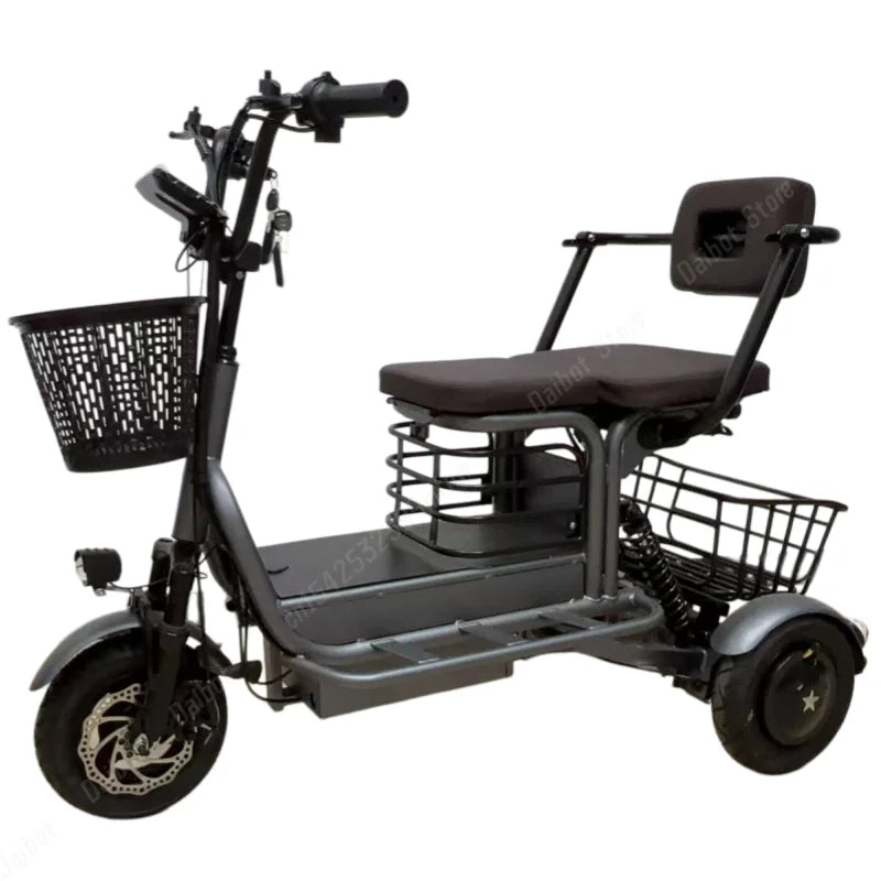 Powerful Parent Child Adult Electric Tricycle 3 Wheel For Elderly 2 Seat 800W Battery Removable Long Range Electric Scooter 60KM