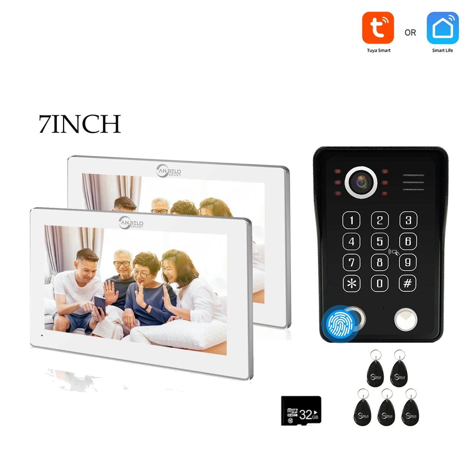 Système de sécurité interphone vidéo avec déverrouillage par empreinte digitale Anjielo tuya 1080P moniteur tactile 7/10 pouces pour villa et maison