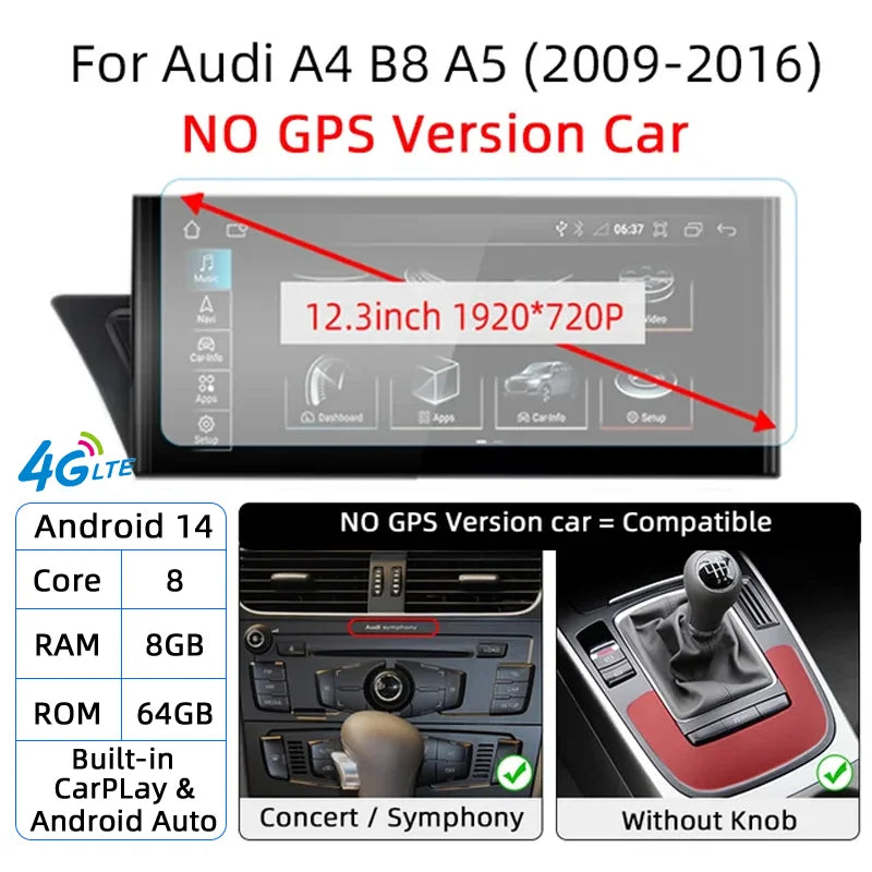 Audi A4 B8/A5 — Android 14, Wireless CarPlay