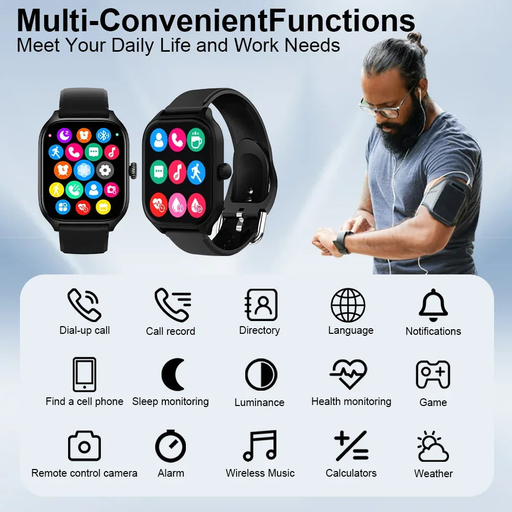 Smartwatch 2026 — 2,01" HD Full Touch, Bluetooth-Anrufe, Sport & Fitness