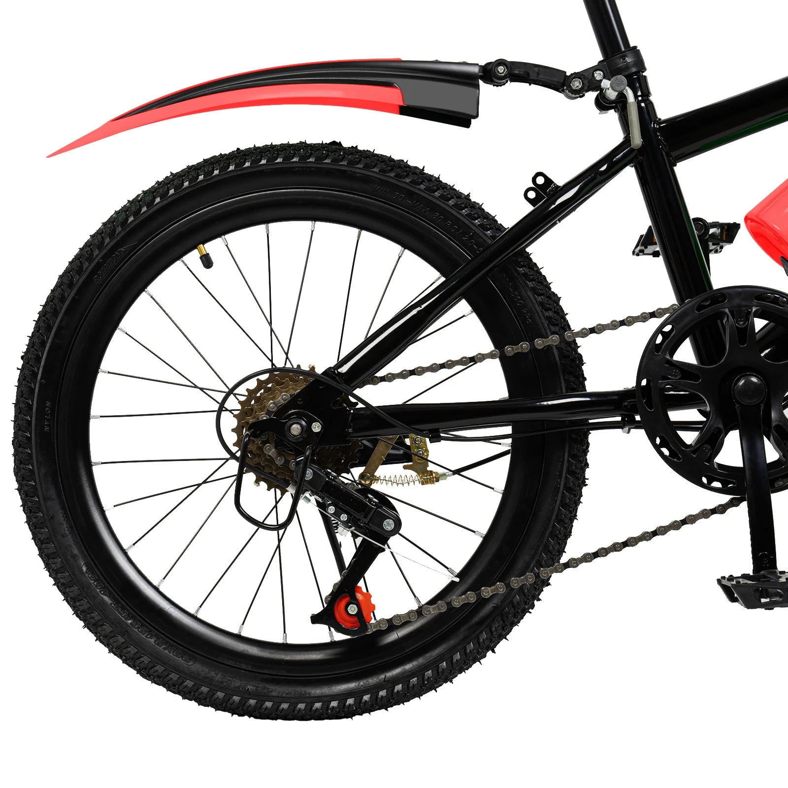 20 Inch Kids Bike Children Bicycle for Boys Girls Ages 8-12 Years Old, MTB Mountain Bike 7 Speed City Bike, GREEB/RED