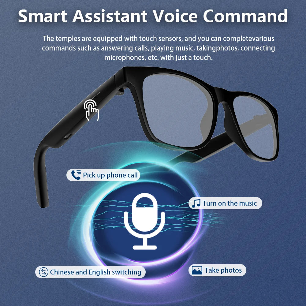 Lunettes intelligentes LAXASFIT — Appel vocal Bluetooth, contrôle de la musique, lunettes de soleil polarisées anti-UV
