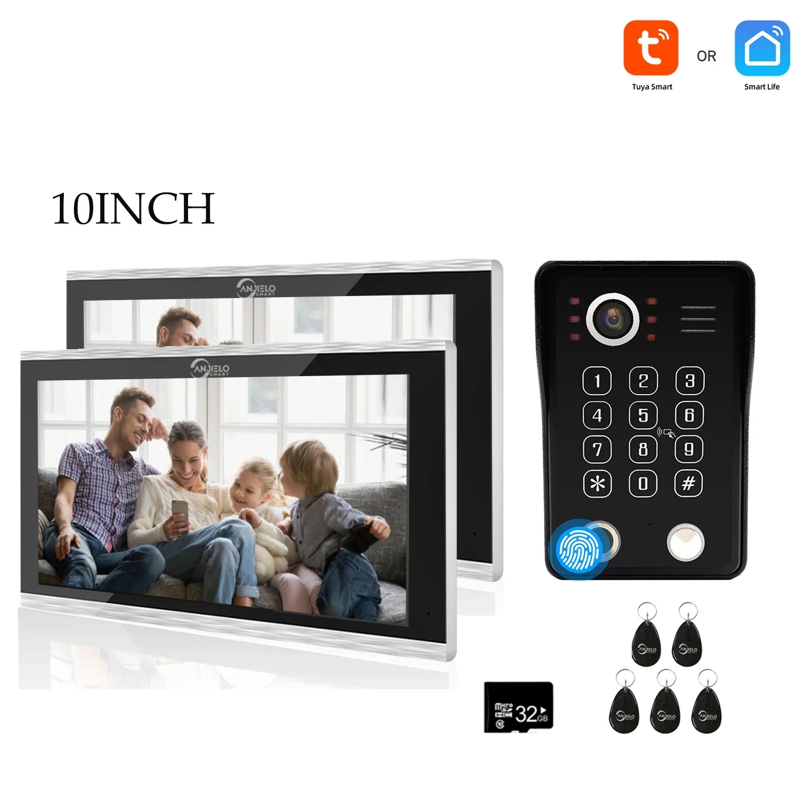 Système de sécurité interphone vidéo avec déverrouillage par empreinte digitale Anjielo tuya 1080P moniteur tactile 7/10 pouces pour villa et maison