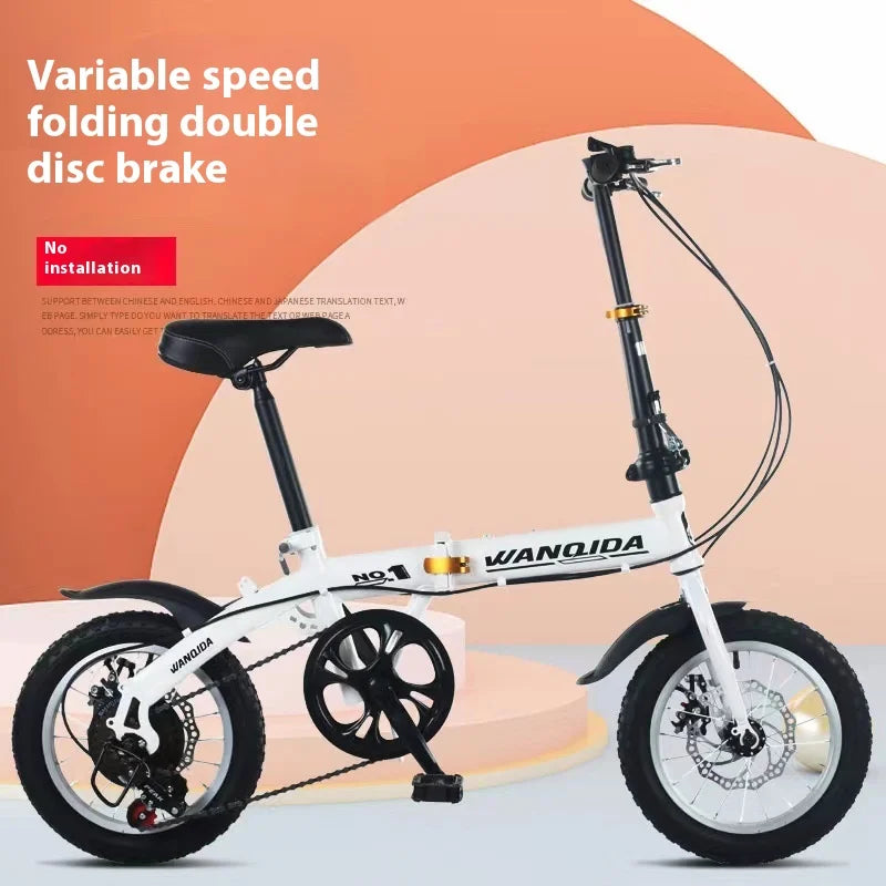 12 Small Bike cycling City Mini Folding Bicycle For Male And Female Students Portable Ultra Light Transmission Disc Brakes