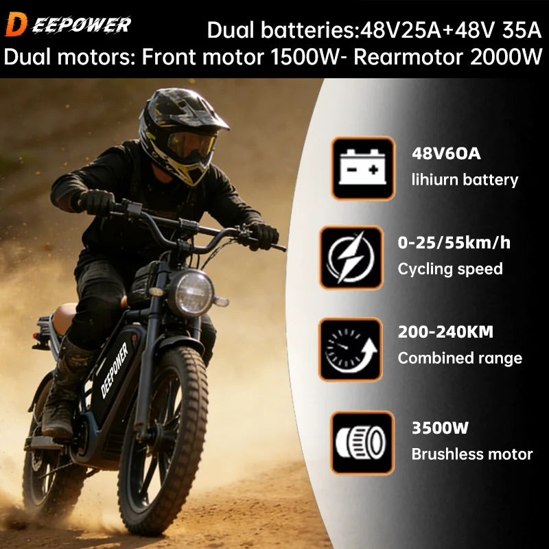 Electric Bicycle S8 — 3500W, Fat Tire, Disc Brakes