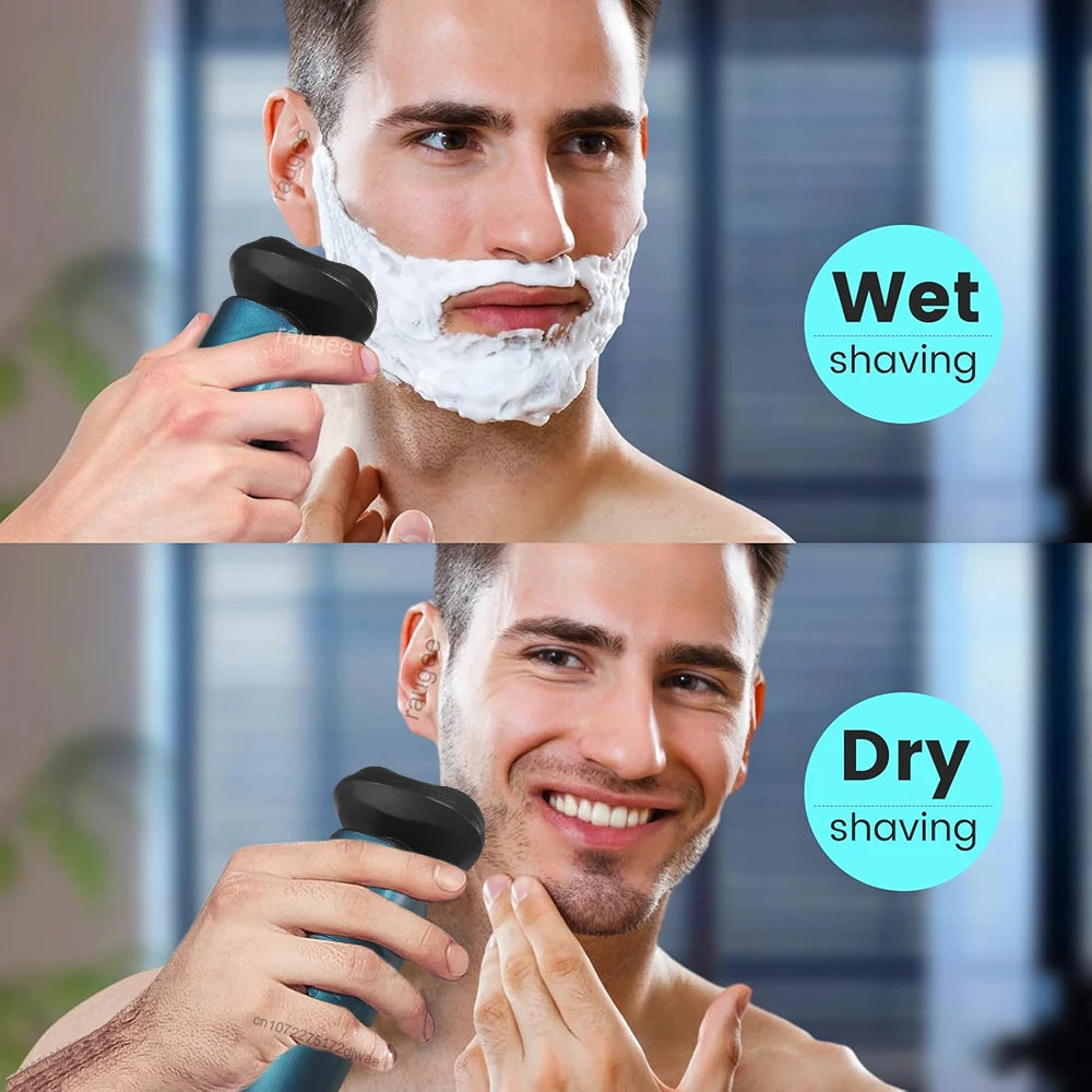 Electrical Rotary Shaver for Men Rechargeable Washable Beard Shaver 3-in-1 Electric Shaver Hair Clipper Nose Hair Trimmer