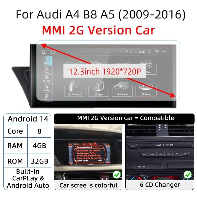 Audi A4 B8/A5 — Android 14, Wireless CarPlay
